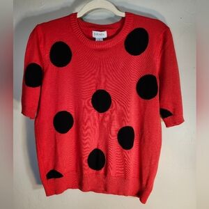 Carmen Red Black Polka Dot Sweater Minny Mouse Sz L